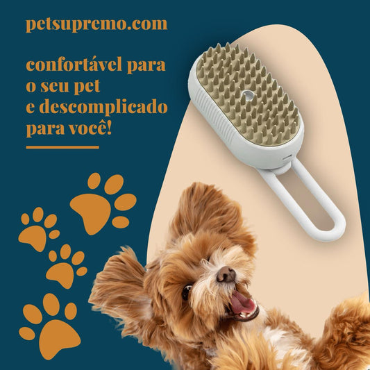 EscoVap - Escova Elétrica a Vapor 3 em 1 para Cães e Gatos