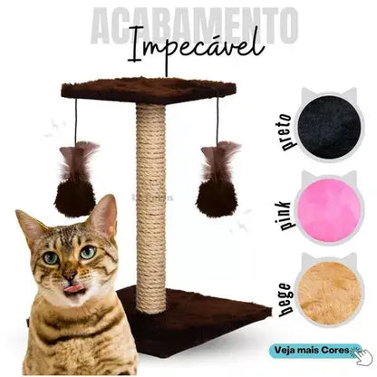 Arranhador Para Gatos Poste com Brinquedo Gato Duplo Exclusivo